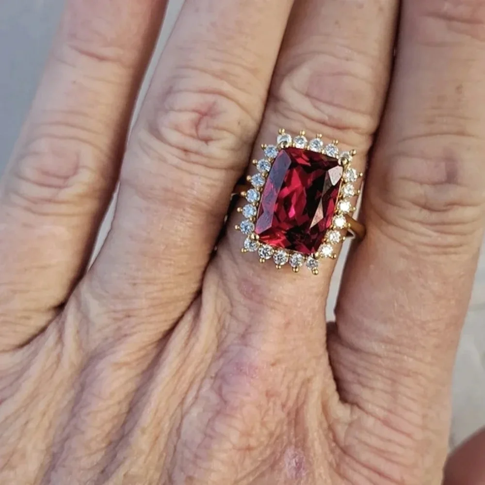 Padparadscha Sapphire & Genuine Moissanite Sunburst Ring.